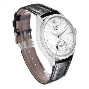 Rolex Cellini Dual Time 50529 4000 USA White Gold / Silver Guilloché